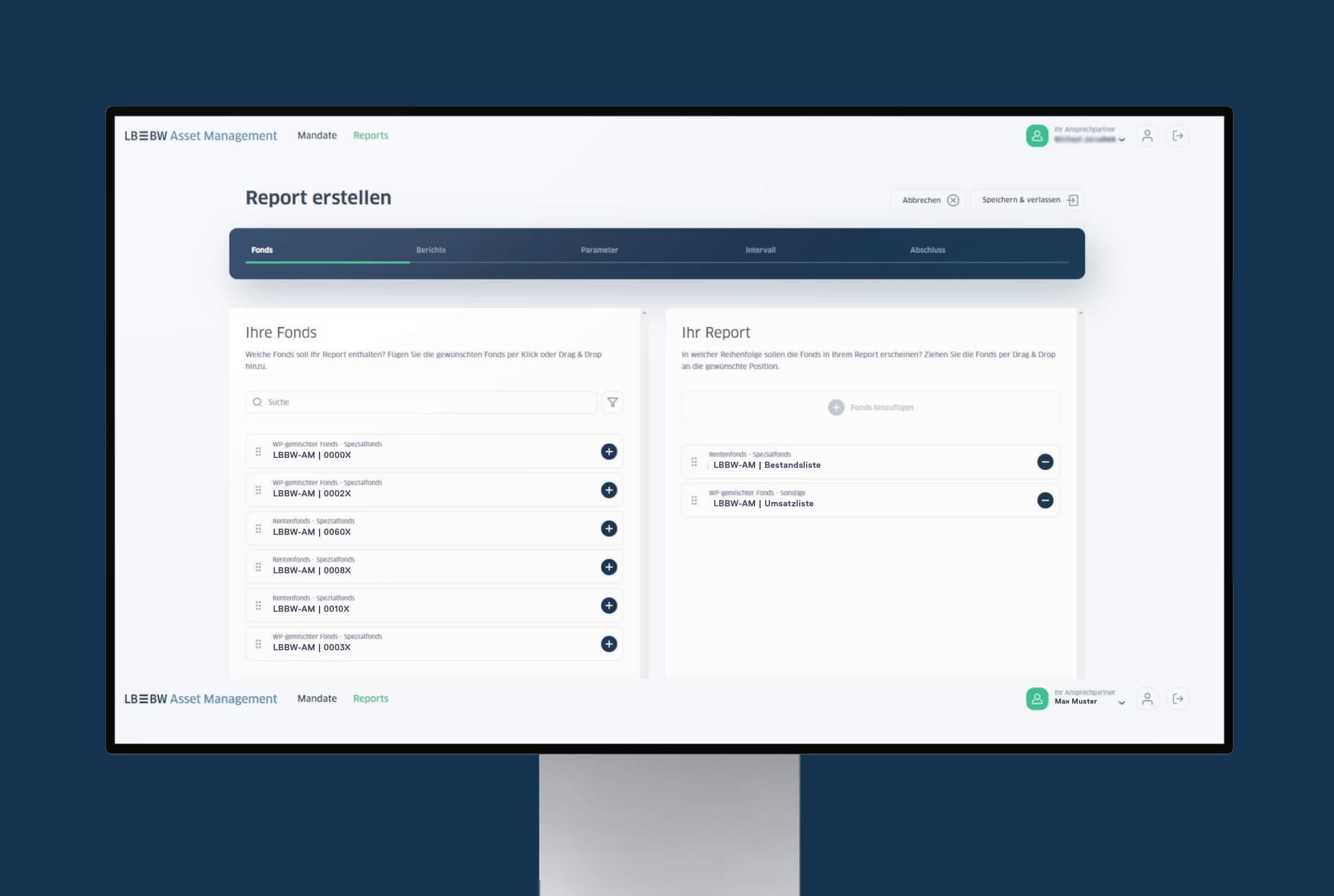 Nutzer können über den entwickelten Berichtsgenerator „Reporting Assistent“  individuelle Berichte zu ihren Fonds erstellen lassen und sie anschließend filtern und vergleichen. Der Asset-Manager bietet einen einfachen Zugang im Kundengespräch.