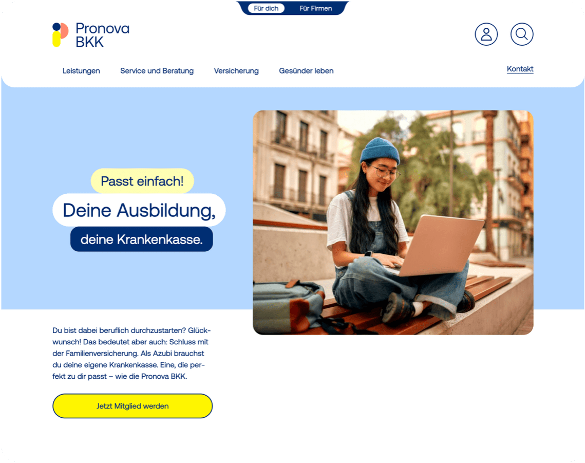Ansicht der Kampagnen-Landingpage und der Bewerbung der App
