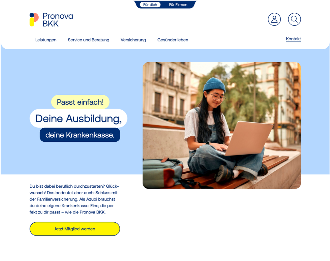 Ansicht der Kampagnen-Landingpage und der Bewerbung der App