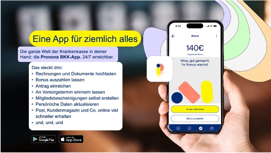 Ansicht der Kampagnen-Landingpage und der Bewerbung der App