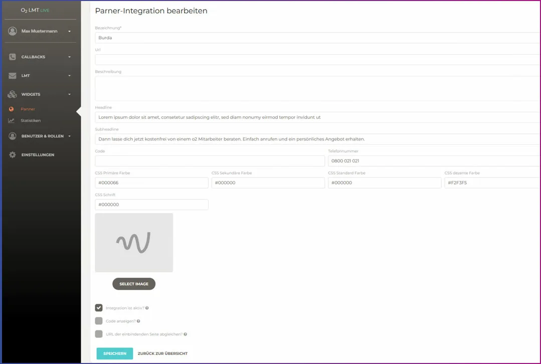 Über die Partner-Integration können Vertreter Integrationen hinzufügen und individuell anpassen.