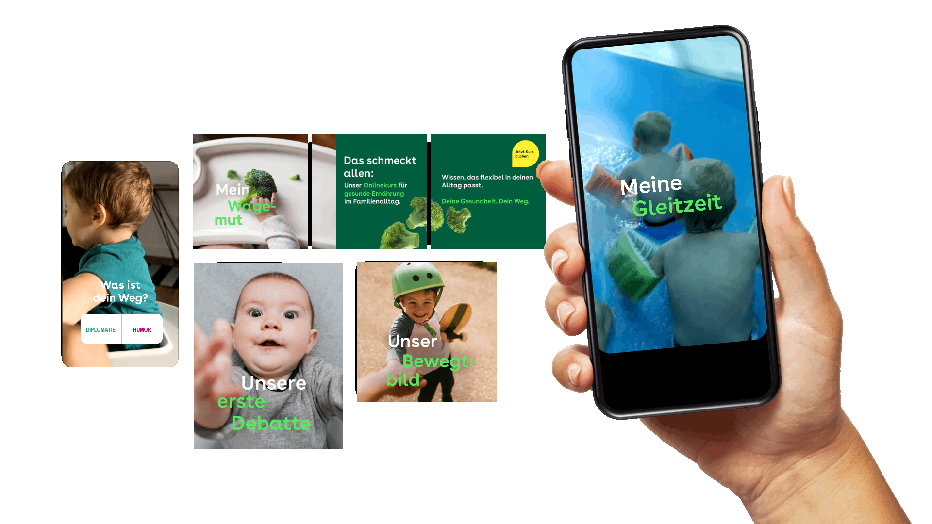 Übersicht zu entwickelten Kampagnen Formaten und Motiven.