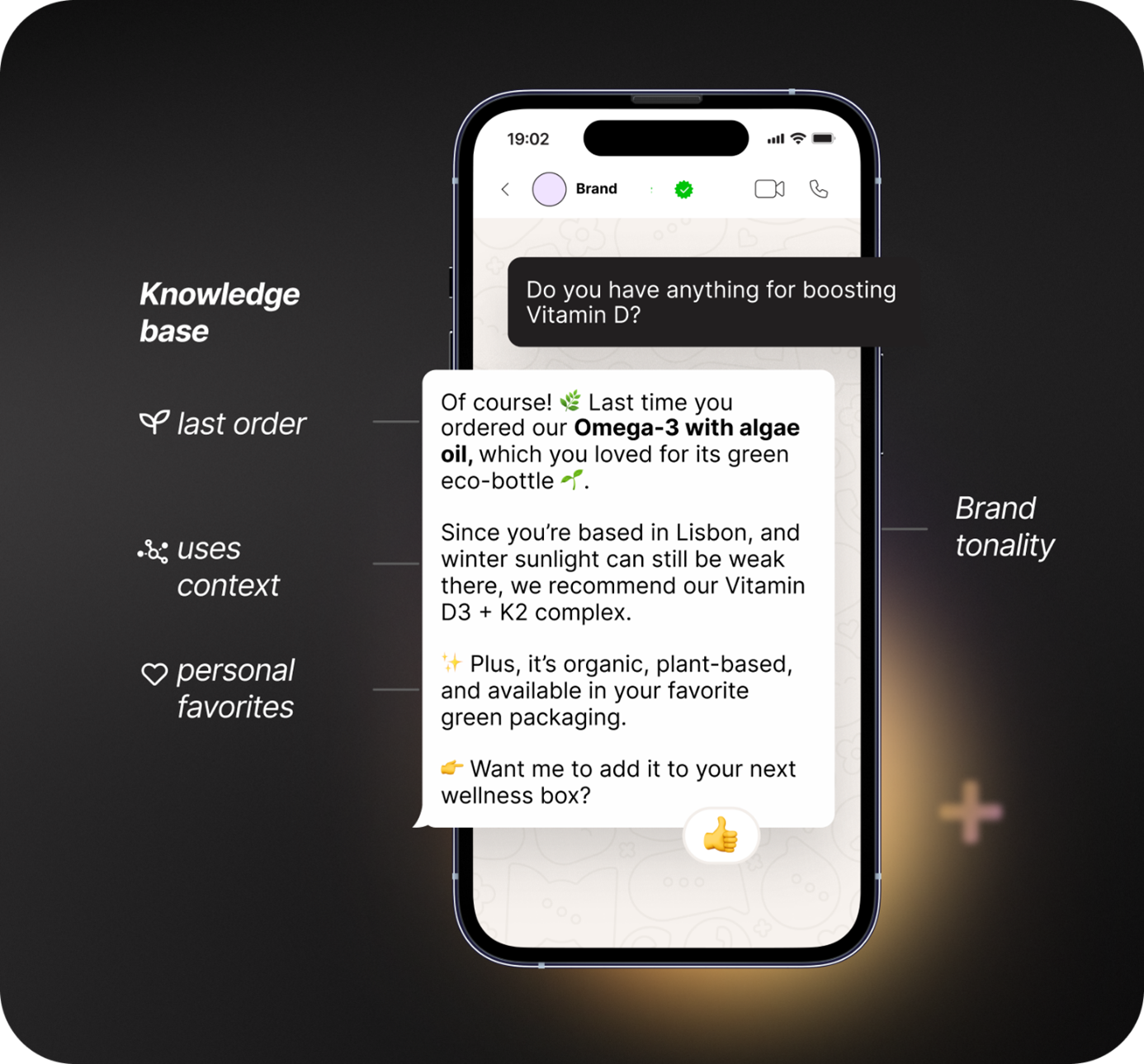 Handy-Screenshot Whatsapp Chat, Kundenberatung im digitalen Raum wird gezeigt