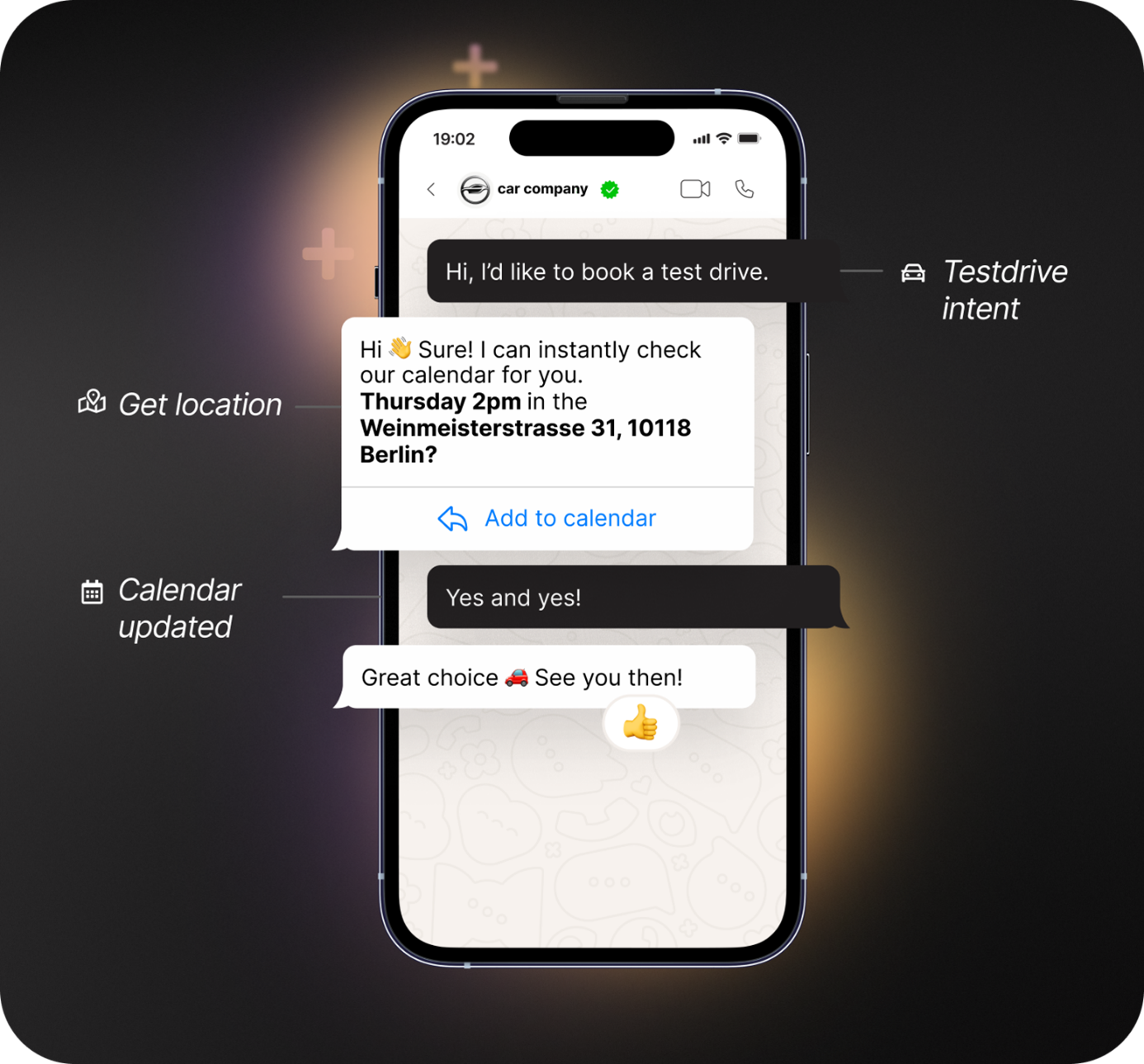 Handy-Screenshot Whatsapp Chat, Termin wird über Whatsapp vereinbart