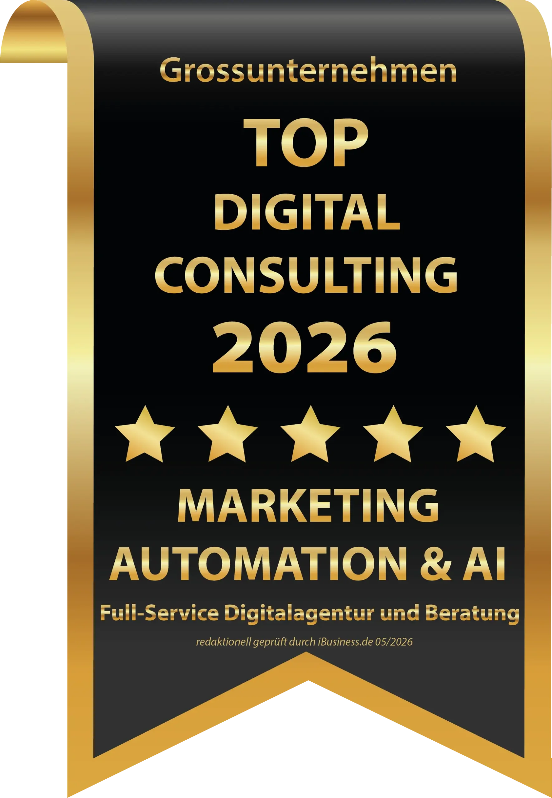 Siegel der iBusiness. port-neo Ist Top Digital Consulting Agentur im Bereich Marketing Automation & AI.