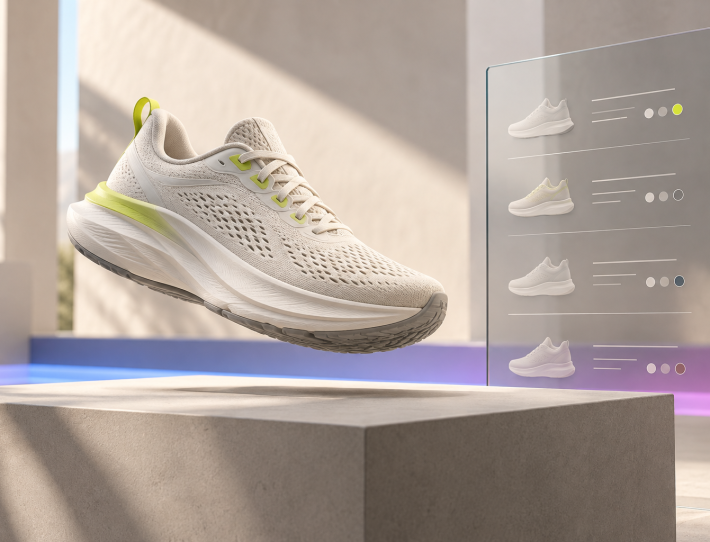 Floating ivory shoe, glass AI comparison